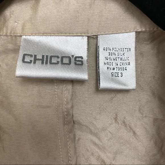Chico’s Crushed Silk Blend Satin Jacket Size 3 - Picture 5 of 5